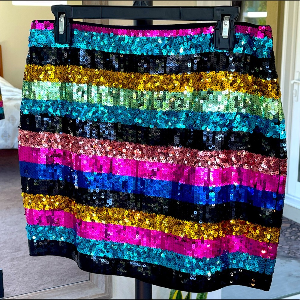 Express Rainbow Sequin Mini Skirt - Medium